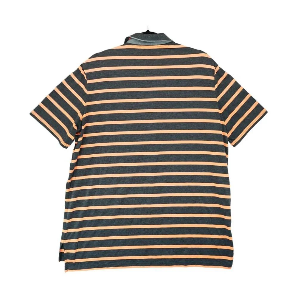 RLX Ralph Lauren Polo Shirt Mens XL Gray Orange Striped‎ Short Sleeves Golf